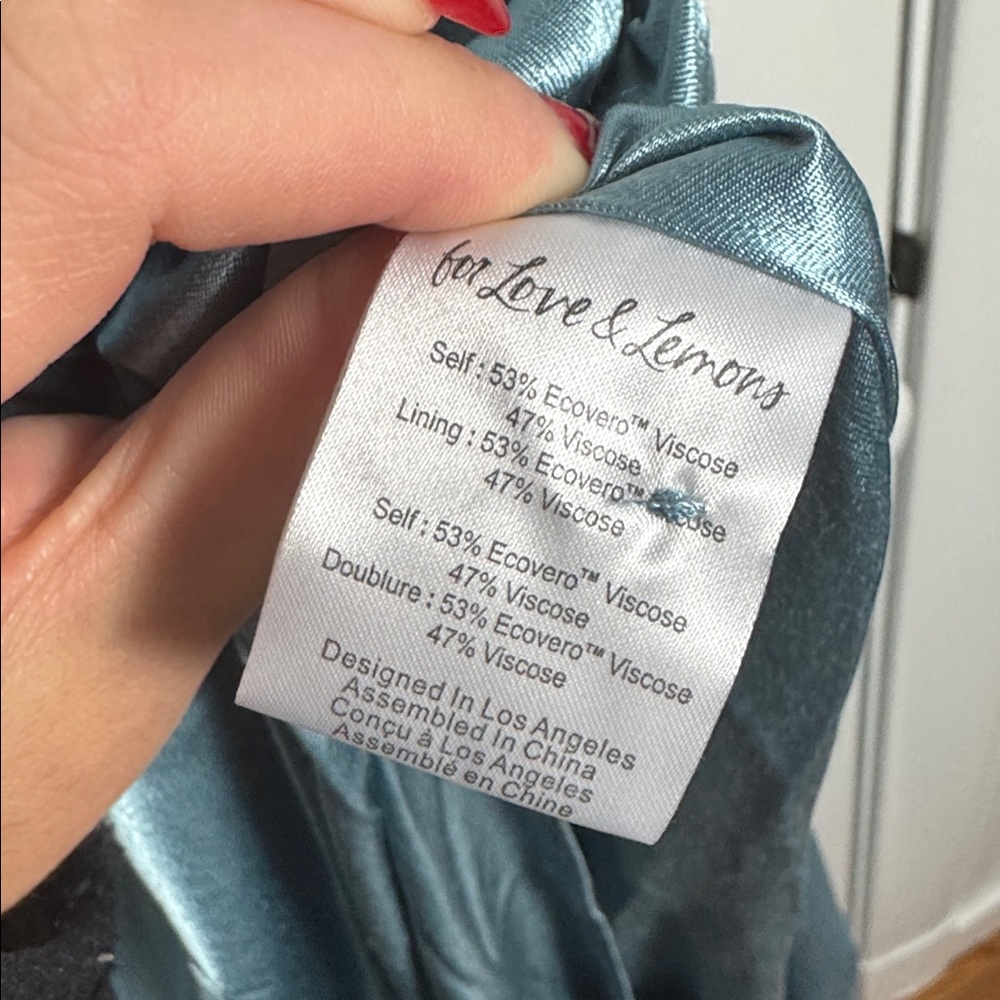NWT For Love & Lemons Winona Bridesmaid Satin Maxi Gown In Blue Size Small - Picture 11 of 15